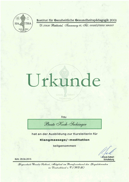 Kursleiterin Klangmassage/-meditation