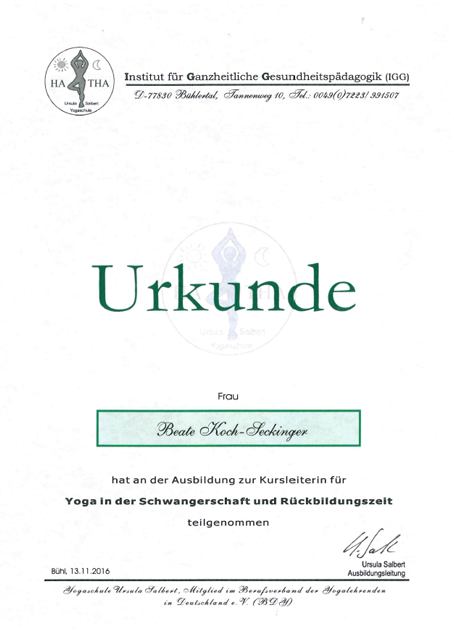 Kursleiterin Yoga in der Schwangerschaft